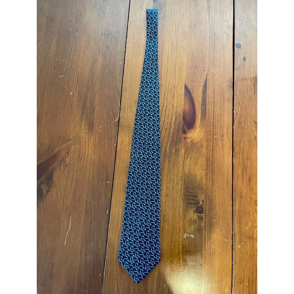 Stafford Executive Tie, Blue Pattern, 100% Silk, Made in USA